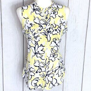 Banana Republic Yellow & Blue Floral Blouse